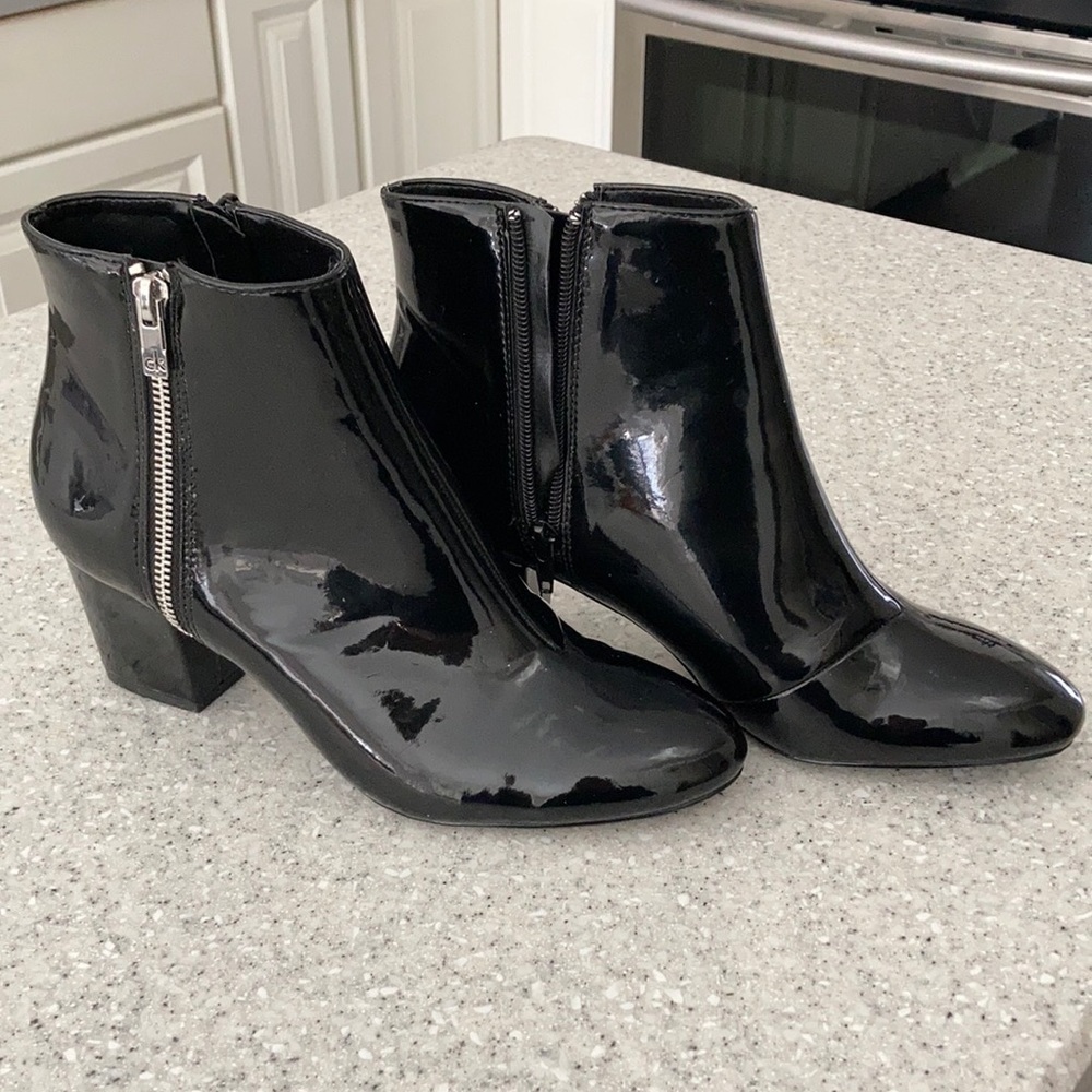Calvin Klein patent leather booties size 8